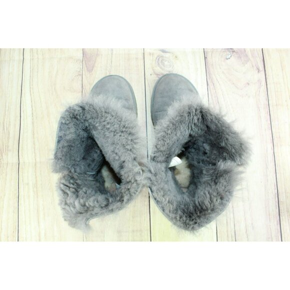 UGG Australia Gray Suede Shearling Lined Boot Bailey Button 5803 Size 6 - Picture 7 of 9